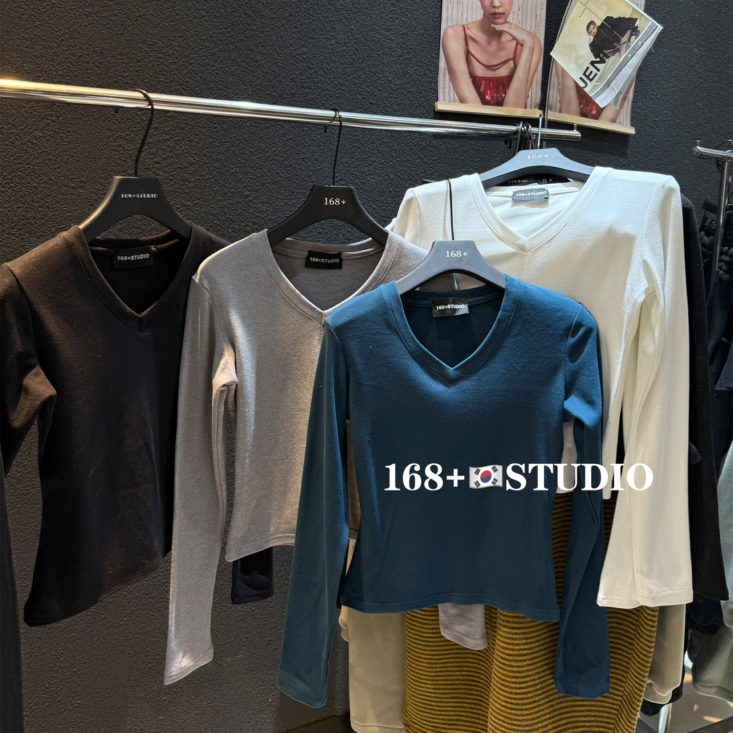 大领口v领高腰短款打底衫女秋冬内搭长袖t恤修身显瘦百搭时尚上衣