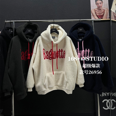 羊羔毛连帽套头卫衣女加绒加厚2025新款爆款宽松韩版中长款上衣潮