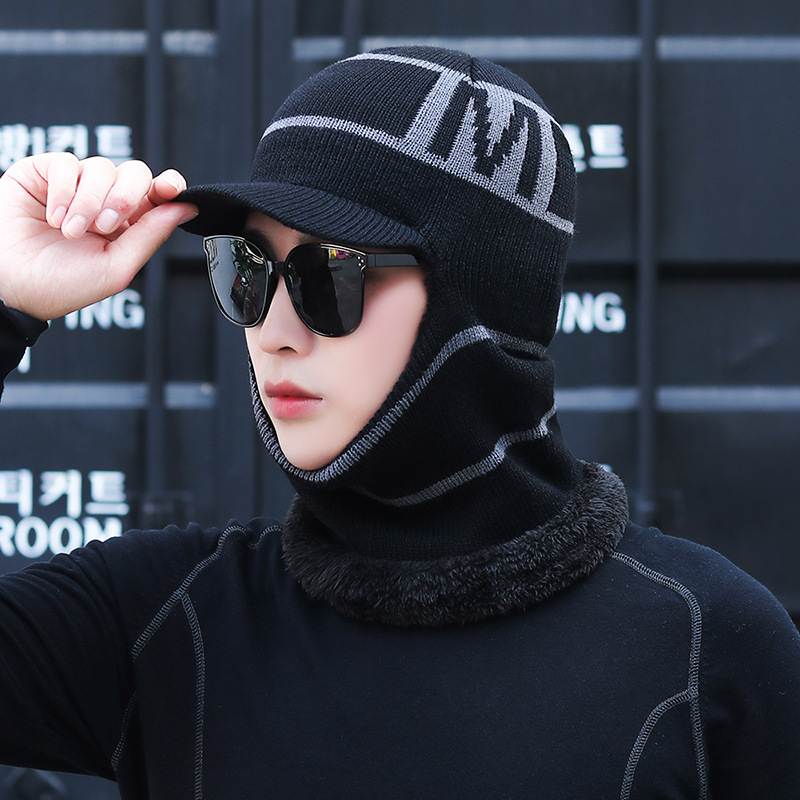 骑车帽秋冬男帽护颈连体帽