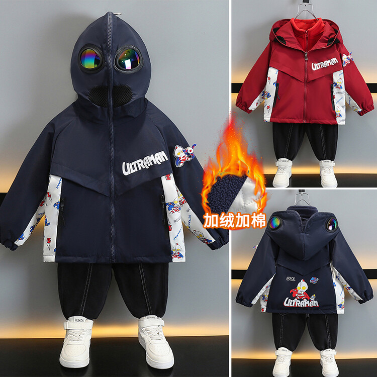 男童冬装棉服派克服加绒加厚棉袄2024新款韩版中大童羽绒棉服外套