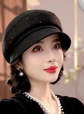 秋冬季羊毛贝雷帽女士小香风渔夫帽子显脸小气质画家帽PT0754