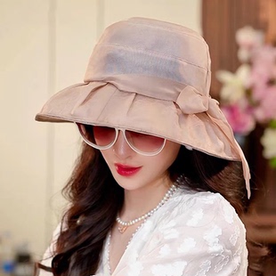 大檐款 蝴蝶结渔夫帽出游防晒遮阳折叠韩版 百搭盆帽0743 亏清仓