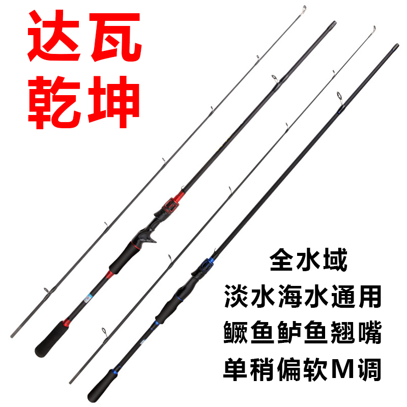 正品达瓦乾坤路亚竿单杆新手碳素十大品牌远投直柄钓鱼竿海杆抛竿
