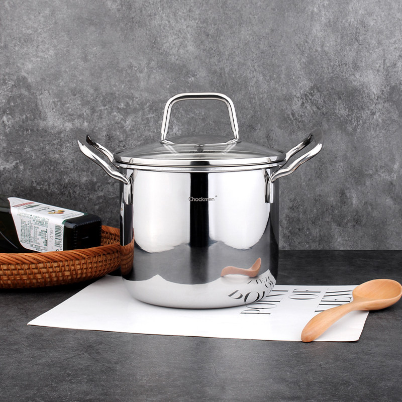 chockmen卓德铭18/10不锈钢加深奶锅14cm家用小汤锅电磁燃气通用