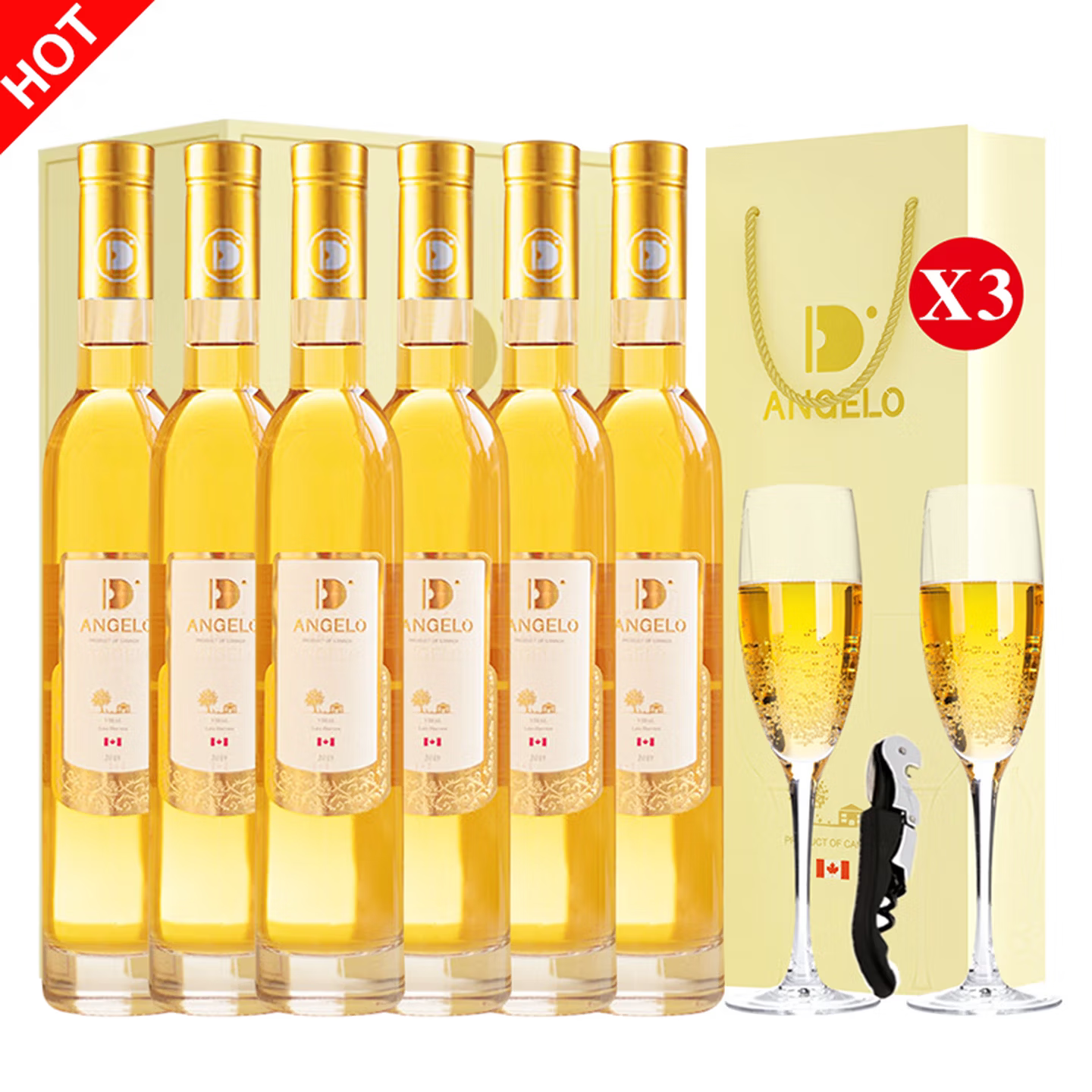D&lsquo;ANGELO加拿大原瓶进口晚收冰白葡萄酒甜白威代尔冰酒375ml*6支