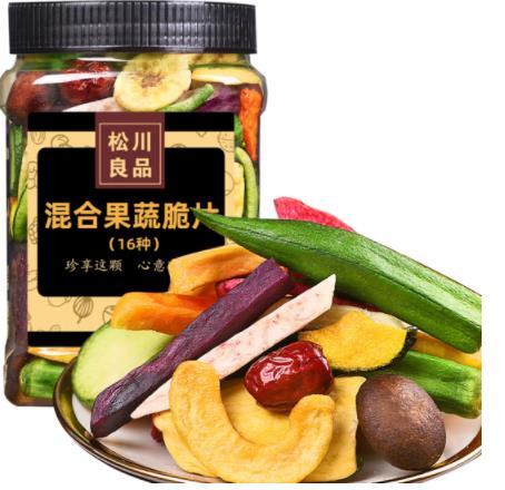 松川良品 混合水果蔬菜干脆片休闲零小吃秋葵什锦180g 罐装16种
