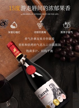 卡露传奇法国进口红酒波尔多AOC赤霞珠梅洛干红葡萄酒750ml*2瓶