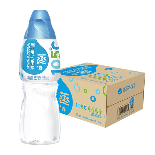 Watsons屈臣氏蒸馏水添加矿物质650mL*24瓶水非矿泉水饮用水会议