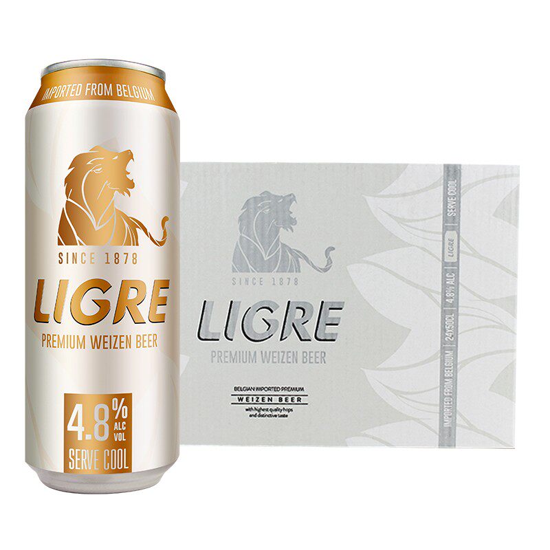 比利时原装进口麟阁小麦白啤酒500ml*24听整箱装ligre