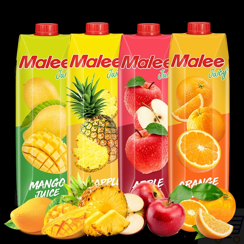 玛丽MALEE泰国进口果汁饮料大瓶 橙汁芒果汁苹果汁菠萝汁混1L*4瓶