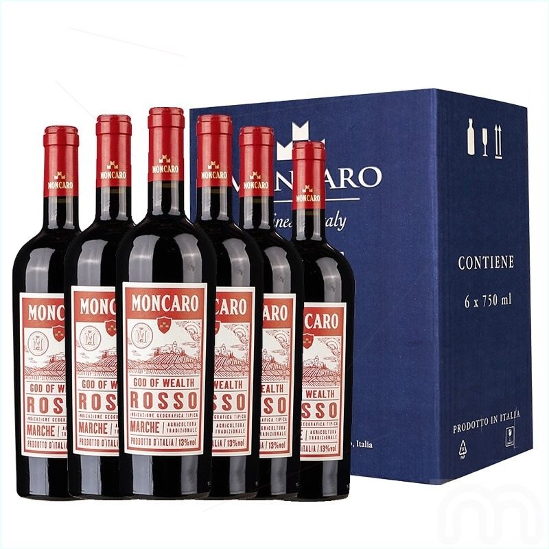 摩卡露moncaro意大利原瓶进口 财神干红葡萄酒750毫升*6瓶