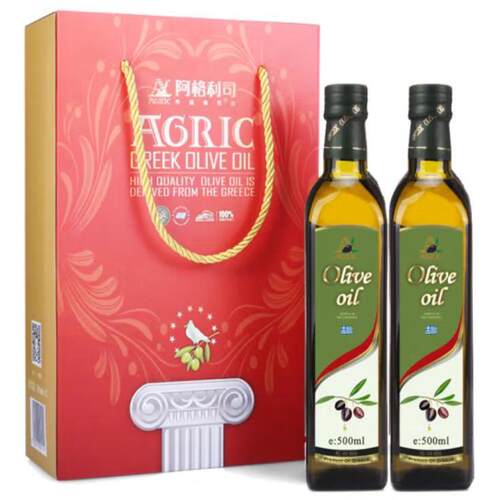 阿格利司 希腊原装进口橄榄油500ml*2瓶礼盒装 福利团购食用
