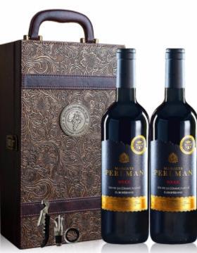 红酒礼盒 PERLMAN 法国波尔多AOC进口干红葡萄酒750ml*2瓶 扫码高