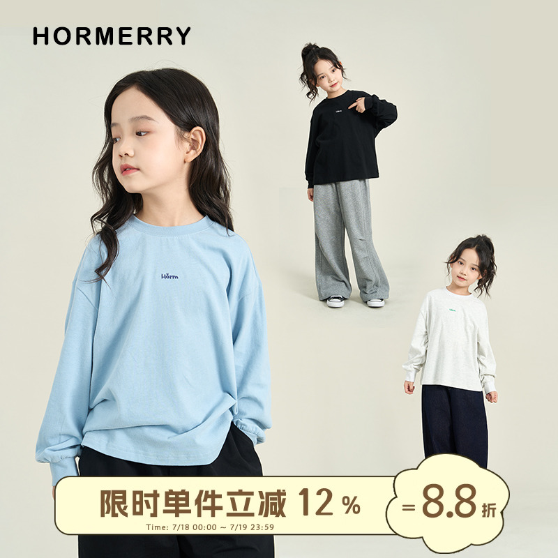 hormerry圆领长袖刺绣t恤