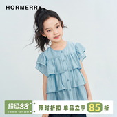 花边蛋糕小飞袖 娃娃衫 女童短袖 赫米童装 森系开衫 新款 衬衫 2025夏季