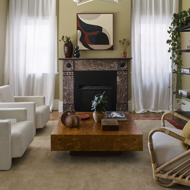 曦羽 法式美式复古中古做旧新古典奢华风正方形拼花天然树瘤茶几