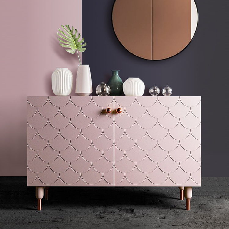 现代鱼鳞轻奢酒储物玄关餐边柜