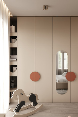 曦羽半圆彩色儿童房定制实木拉手