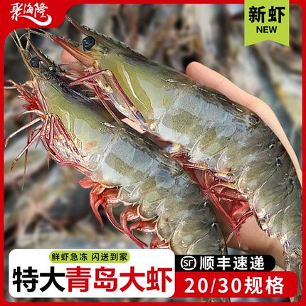 新鲜青岛大虾鲜活超大冻虾特大青虾白虾冷冻虾类海鲜水产单冻2030