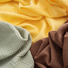 全棉双层纱布料纯棉布头睡衣口水巾纯色棉布婴儿宝宝儿童衣服面料