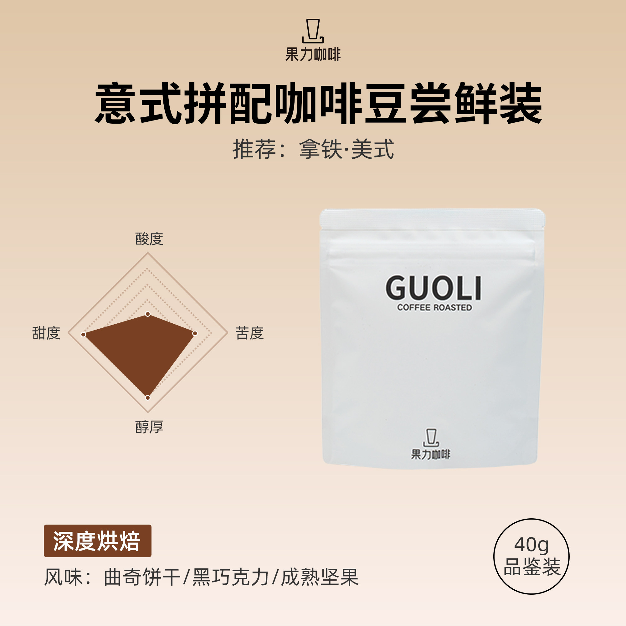 果力咖啡无酸巧克力豆40g试饮装