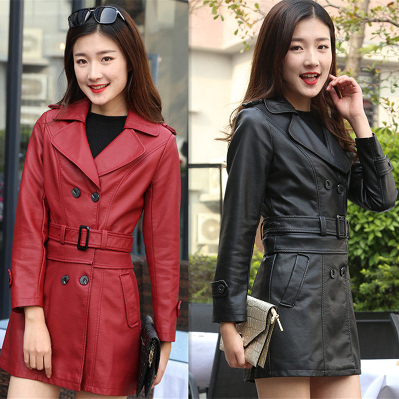 spring and autumn Haining Simulation Paper PU leather clothing Mid length version Self cultivation Korean Edition coat suit Windbreaker 2019 New Spring and Autumnin the Women's clothing/Boutique , Leather clothing  category - from Buy2taobao.com to provide professional Taobao agent buy service