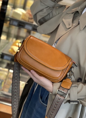 真皮女包新款斜挎包潮牛皮小方包植鞣牛皮单肩包复古时尚小包包
