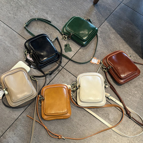 2025新款软皮斜挎包百搭单肩女包迷你女士小包牛皮竖款手机包包女