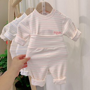 款 宝宝秋衣裤 高腰护肚睡衣家居服四季 248A类300g婴儿长袖 分体套装