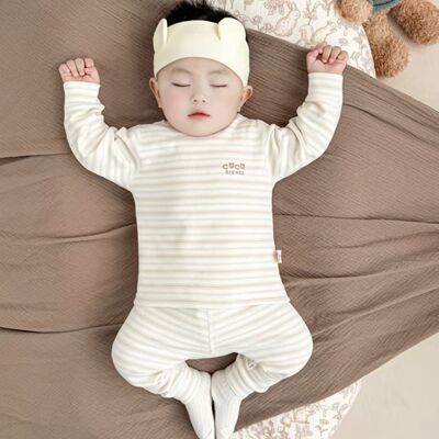 春秋婴幼儿打底内衣高腰护肚秋衣秋裤套装宝宝33133清新百搭睡衣