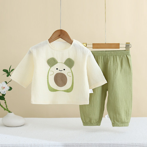 夏季套装婴幼儿套头家居服薄款纱布33101宝宝A类婴儿衣服