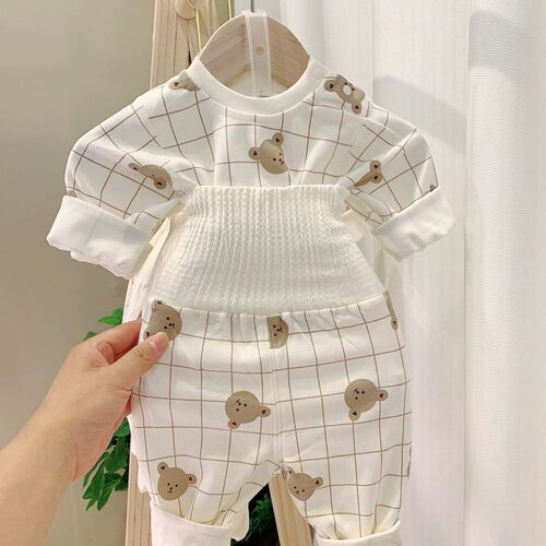 婴儿纯棉分体套装宝宝衣服高腰护肚33004秋衣秋裤小月龄睡衣四季