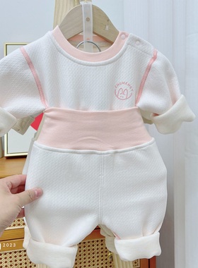 秋冬宝宝保暖分体套装19604高腰保暖内衣蚕丝保暖衣婴幼儿家居服