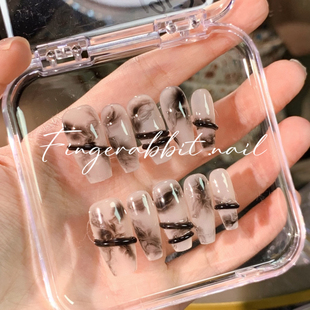 特价清仓烟雾弥漫暗黑感欧美风辣妹手工光疗穿戴美甲成品指甲贴