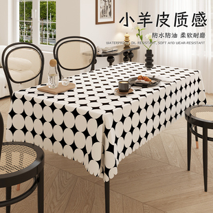 长方形小羊皮桌布免洗防水防油防烫ins风餐桌布茶几台布 2025新款