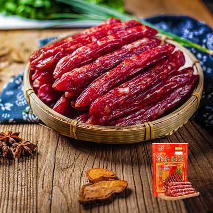 南宁市贺欧牌食品 包装 佳喜腊肠400g 广式腊味腊肉7分瘦纯肉单包