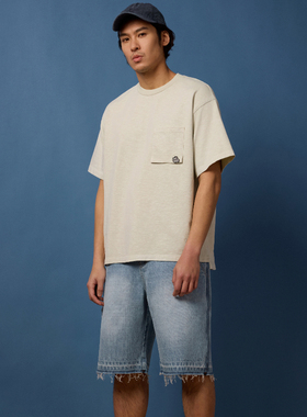 FOSS FLAND白色短袖T恤男2025宽松半袖体恤潮牌潮牌简约