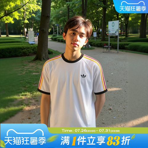 adidas阿迪达斯夏季三叶草男运动休闲短袖T恤圆领宽松上衣KC8639