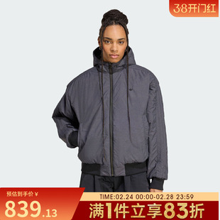 adidas阿迪达斯三叶草女子运动休闲双面穿连帽棉服外套KC1686