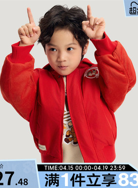 Adidas阿迪达斯三叶草男小童棉服新年款红色外套迪士尼联名KS8214