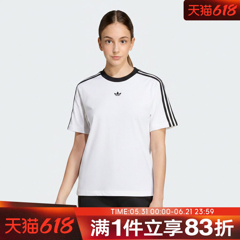 adidas阿迪达斯三叶草儿童JG LACE TEE宽松运动休闲短袖T恤KU3089