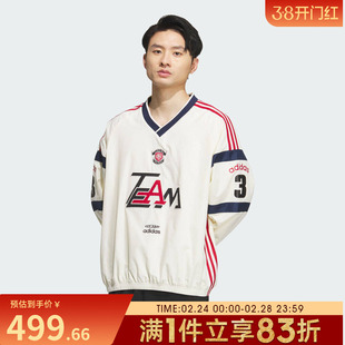 adidas阿迪达斯三叶草男子运动休闲V领梭织长袖T恤KC0112