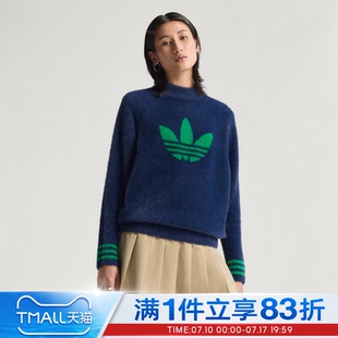 adidas阿迪达斯三叶草女子运动休闲半高领毛衣套头衫JX9267