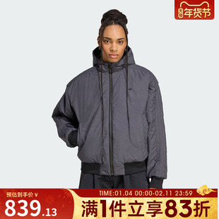 adidas阿迪达斯三叶草女子运动休闲双面穿连帽棉服外套KC1686