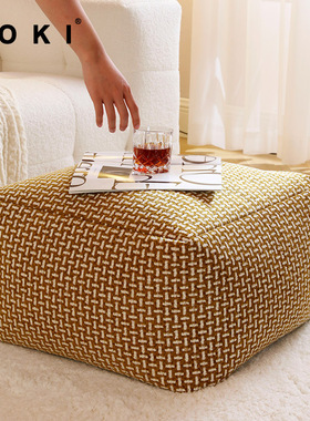 轻复古棕色系条纹坐墩客厅懒人沙发可拆洗地毯脚踏榻榻米地上蒲团