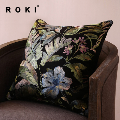 中式古典风格花卉图案重工刺绣抱枕客厅沙发靠枕样板间名宿抱枕垫