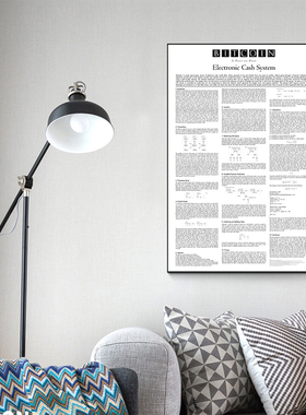 《Bitcoin白皮书》比特BTC币装饰画挂画海报装饰周边摆设金融投资