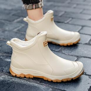 男士短筒雨鞋秋冬一体加绒保暖雨靴男款防水防滑水鞋耐磨洗车胶鞋