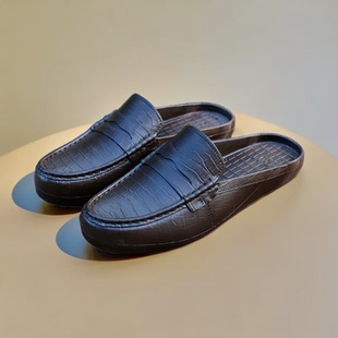 夏季豆豆胶鞋防水凉拖鞋包头半拖鞋男士沙滩鞋懒人休闲无后跟雨鞋