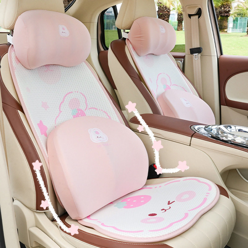 草莓兔汽车头枕护颈枕 记忆棉舒适柔软车载靠枕 四季通用车用腰靠